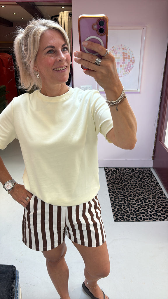 Short Emily - Brown/White Striped