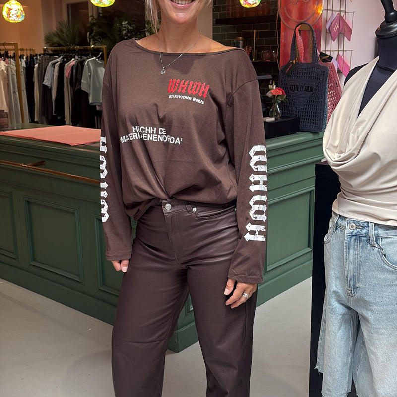 JJXX Zoe wide leg jeans coated in bruin voor dames