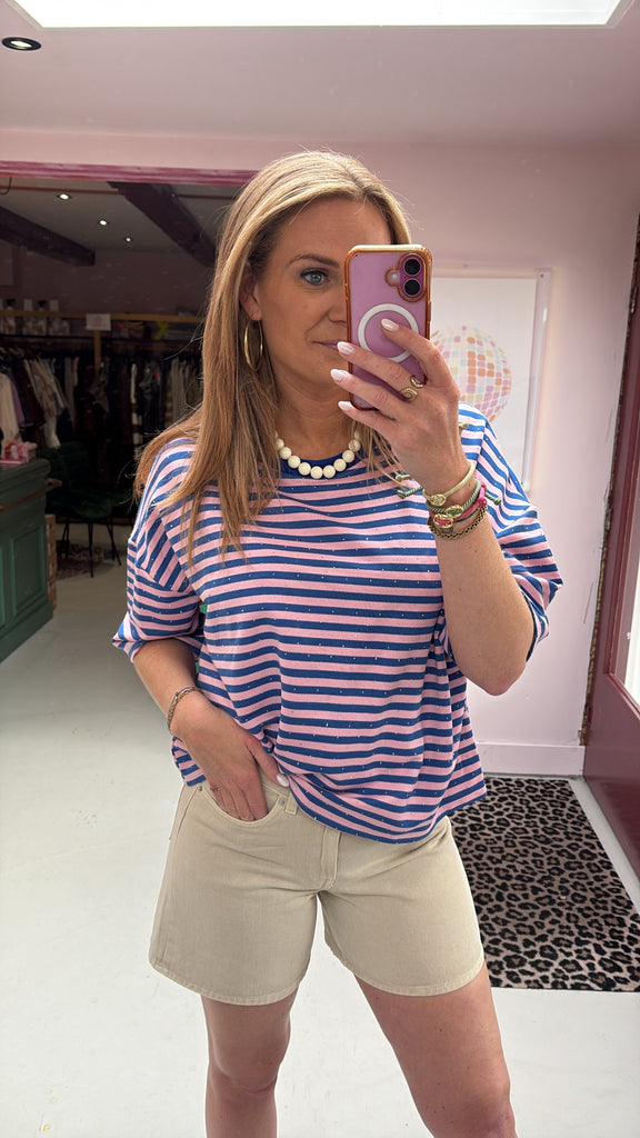 Top Suus - Blue/Pink Strass - One Size