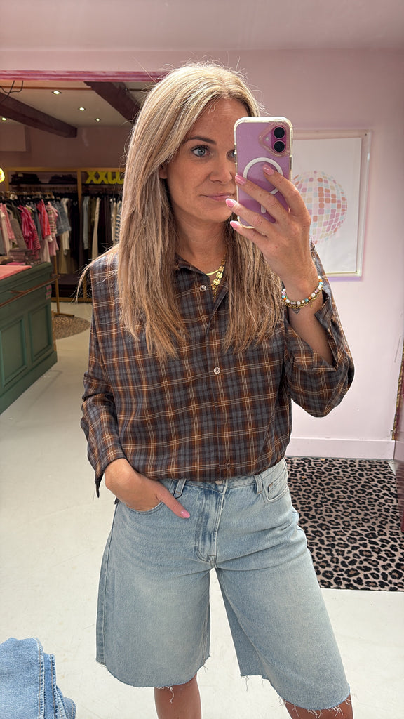 Not a Label Florence gestreepte blouse in bruin voor dames
