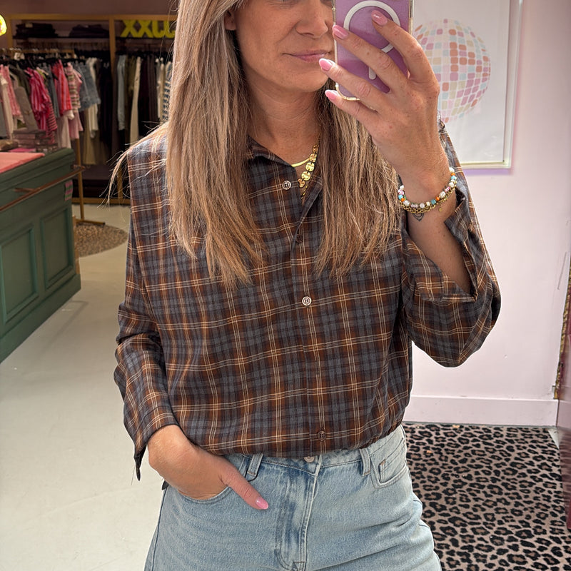 Not a Label Florence gestreepte blouse in bruin voor dames