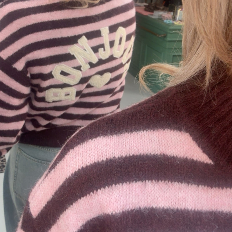 Cardigan Bonjour - Bordeaux/Pink Stripe