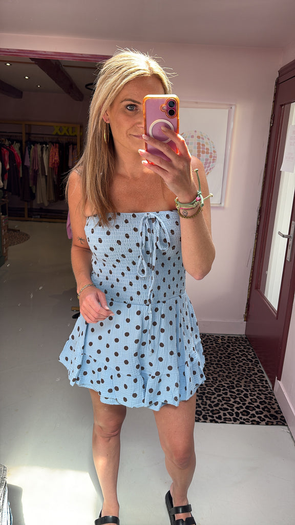 Playsuit Noor - Blue/Brown Dots - One Size
