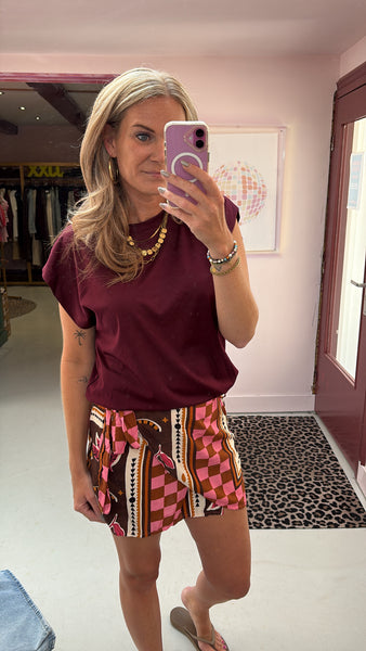 Skirt Joya - Multiprint Color - Burgundy