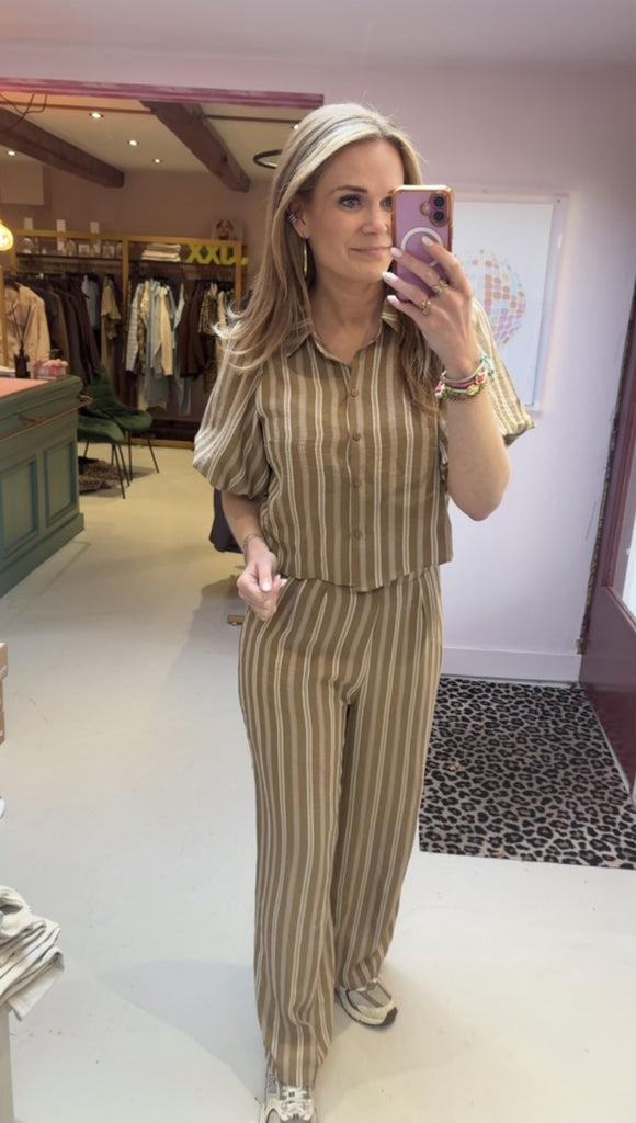 Pantalon Dani - Striped Beige