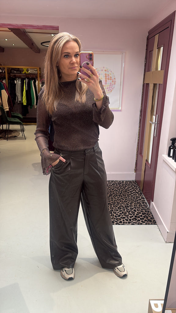 Leather Look Pants Jacky - Brown