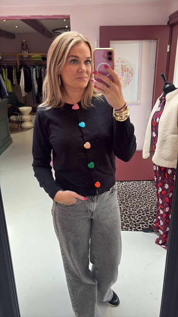 Compania Fantastica - Cardigan hearts - Black