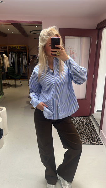 Jamie Blouse - Blue/White Striped