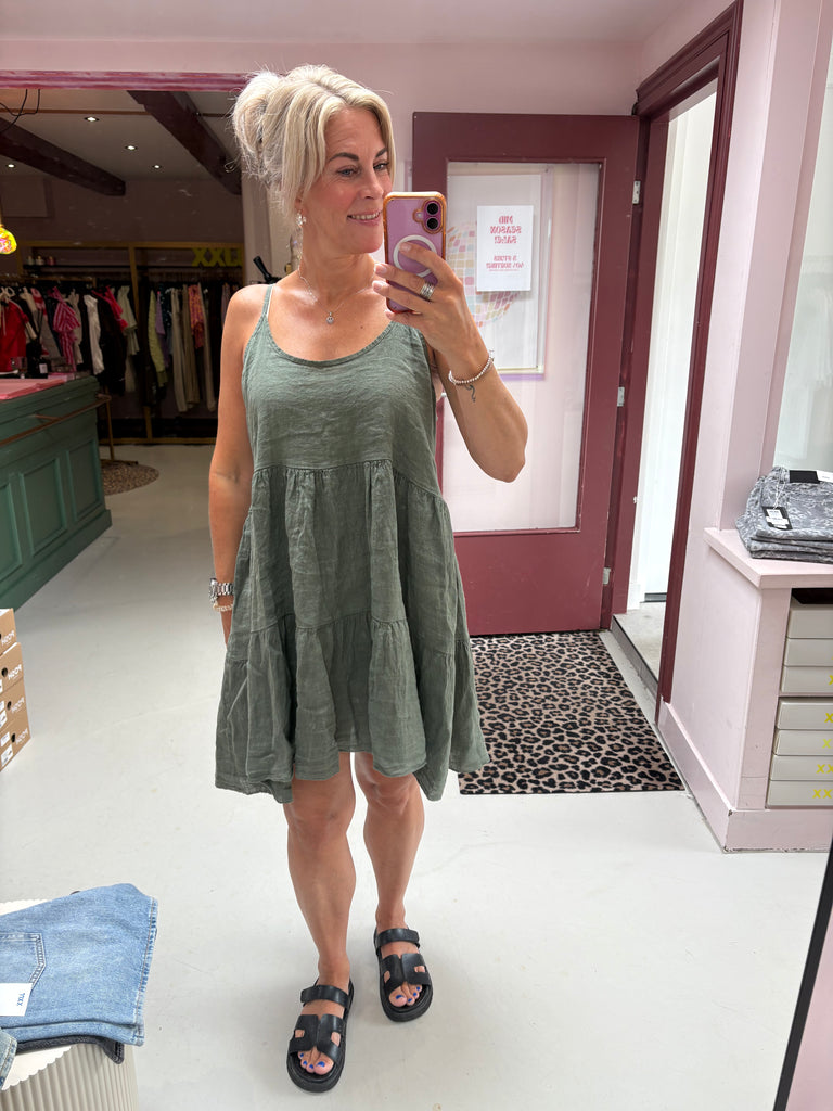 NAL - Claire Lino Dress - Army - One Size