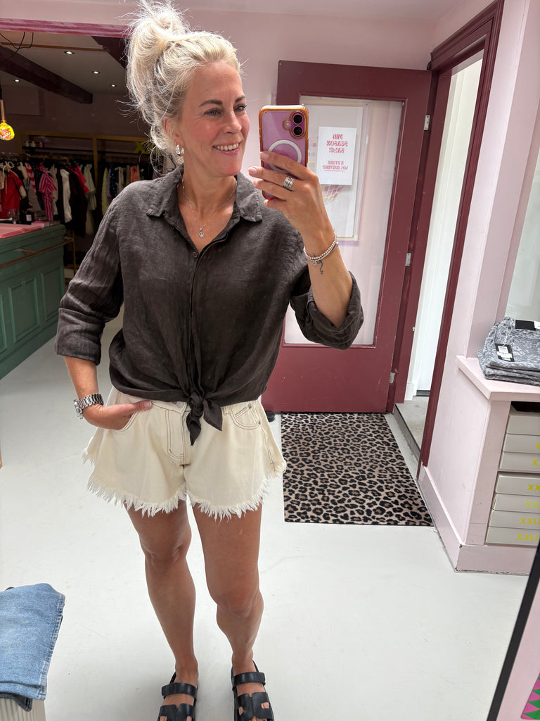 NAL - Summer Lino Blouse - Brown - One Size