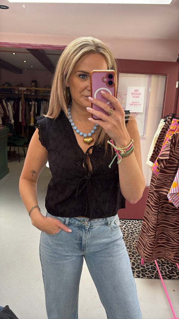 JJXX - Jade Broderie Top - Black