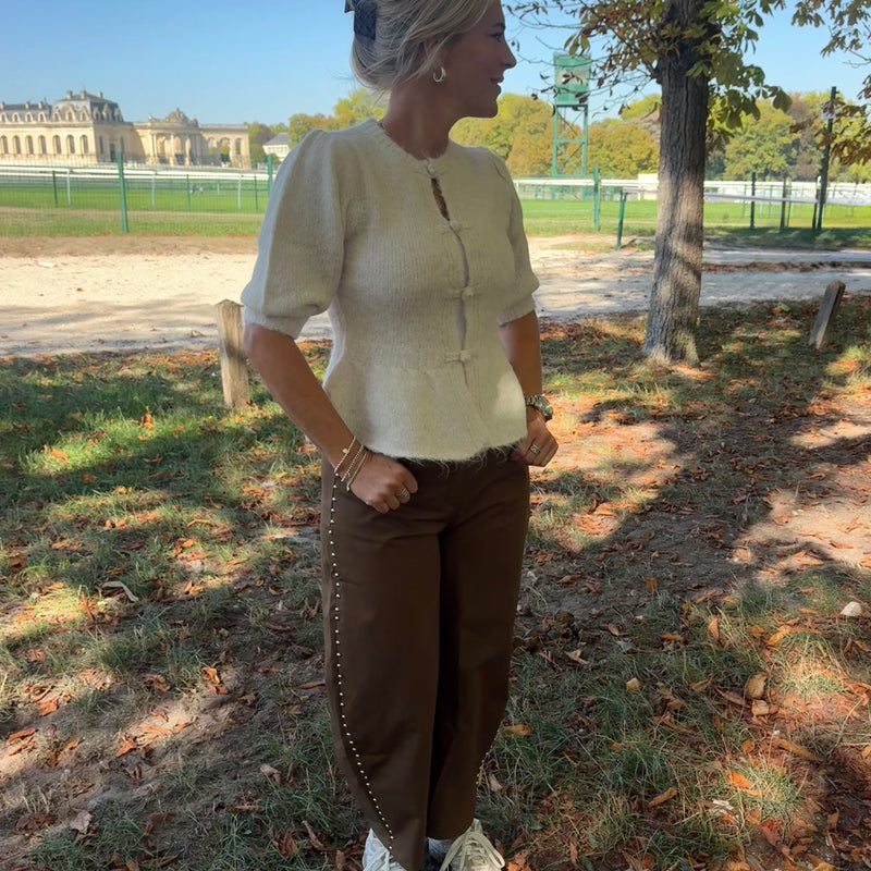 Nora barrel broek in groen voor dames