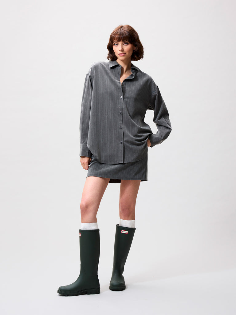 Catwalk Junkie - Pinstripe Blouse - Grey
