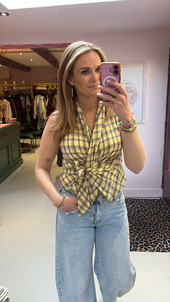 NAL - Ronny Checked Blouse - Yellow - One Size