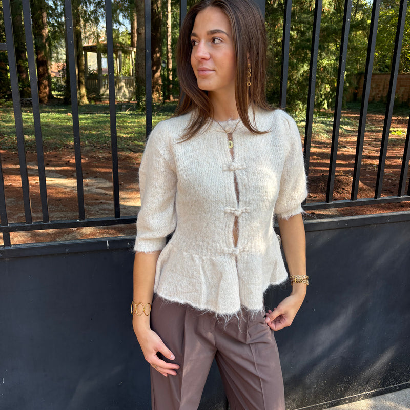 Roos vest in crème voor dames