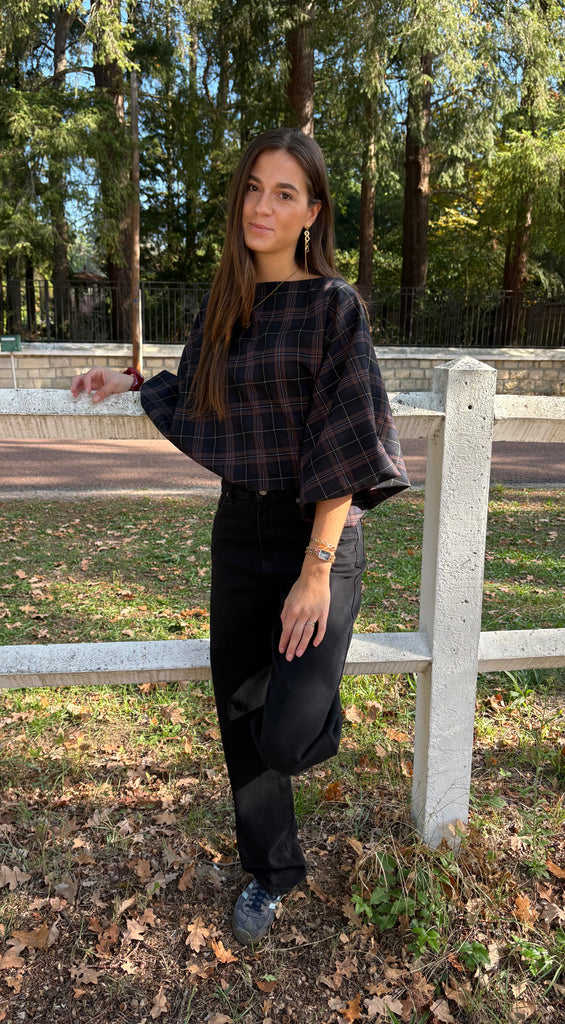 Cider Checked Blouse - Navy