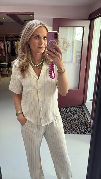 NAL - Danny stripe blouse - Beige