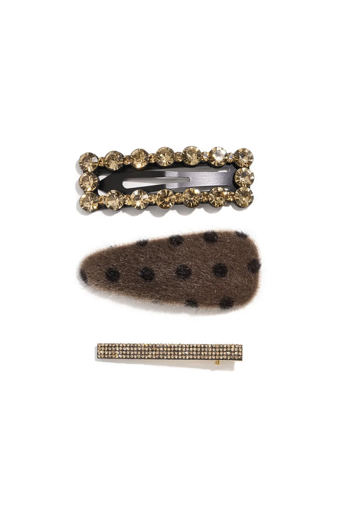 Hairclips - Brown/Dots