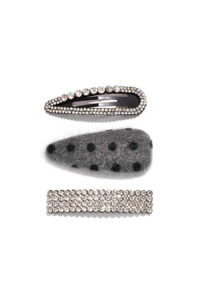 Hairclips - Grey/Dots