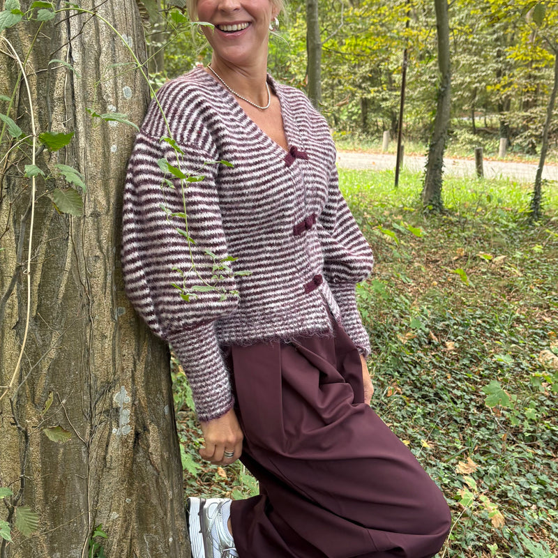 Olivia vest in bordeaux-crème voor dames